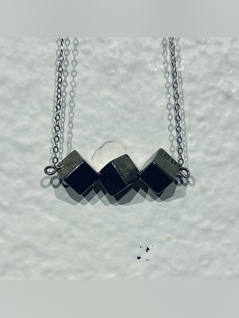 Vintage Hematite Cube Pendant Necklace